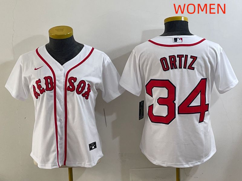 Women 2025 Boston Red Sox #34 Ortiz White Game Nike MLB Jersey style 1->women mlb jersey->Women Jersey